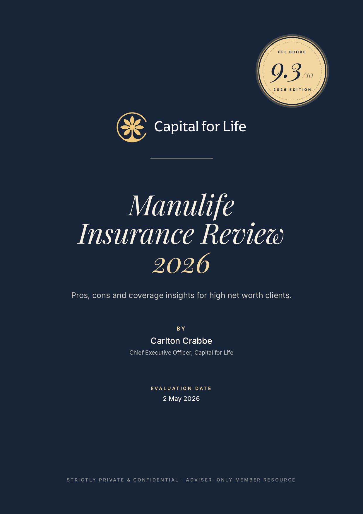 Front cover of the Capital for Life Manulife Insurance Review 2026 report